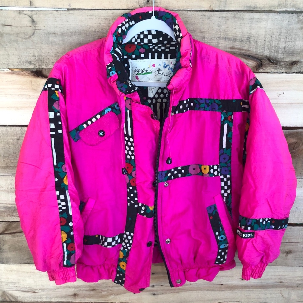 Vintage Winter Jacket, Retro Puffer Ski Snow Coat